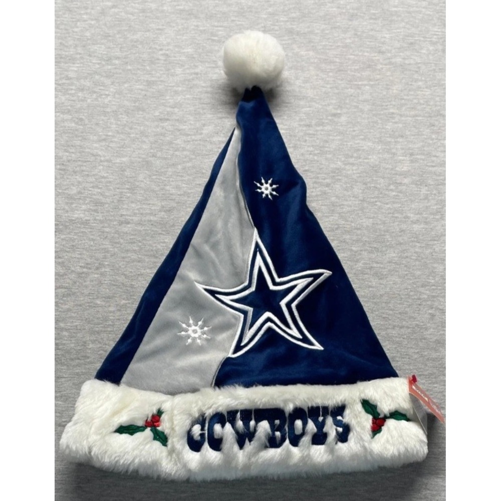 Dallas Cowboys Santa Hat Unisex One Size Blue White Holiday NFL Football Sports